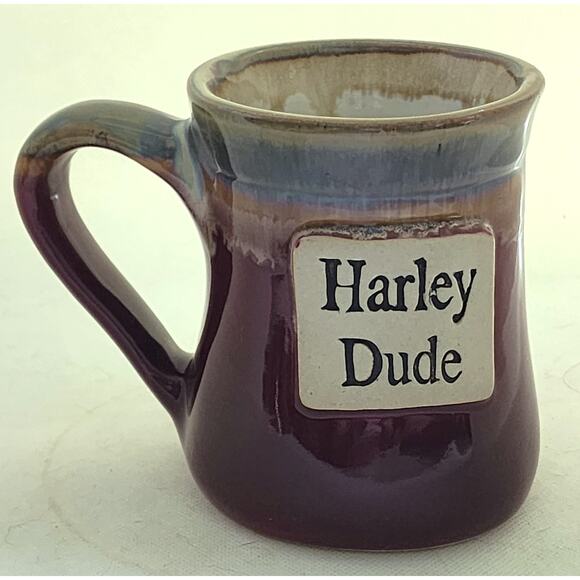 MUG/CUP-Stoneware-Drip Glaze-"Harley Dude"-Harley Davidson-Holds 2 cups - Picture 7 of 9